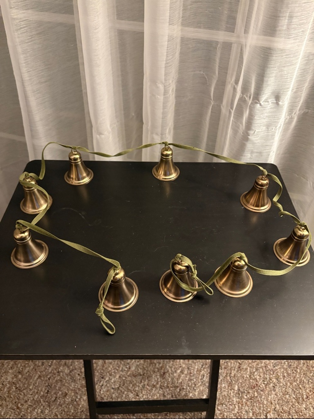 Hearth & Hand Brass Bell Garland with Green Ribbon from Holiday 2024